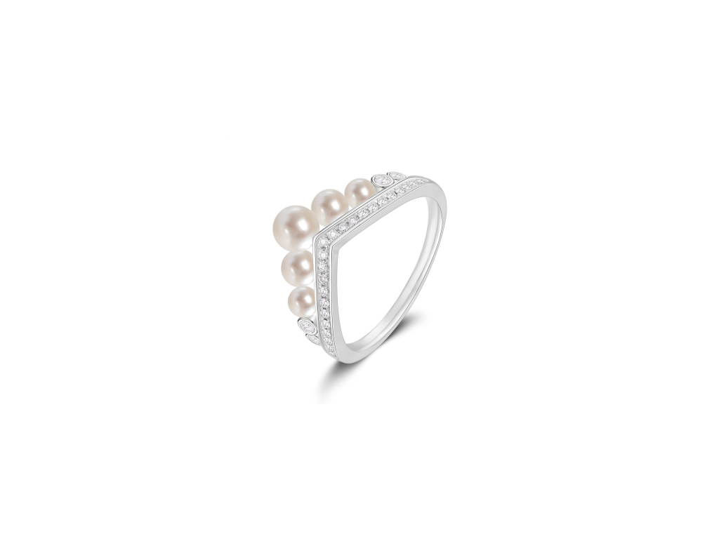 Elegant Pearl and Diamond Dancing Ring