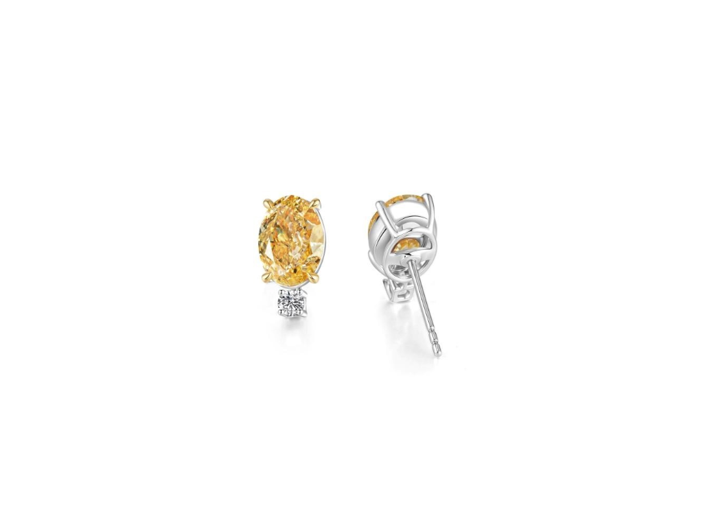 Elegant Yellow Diamond Stud Earrings