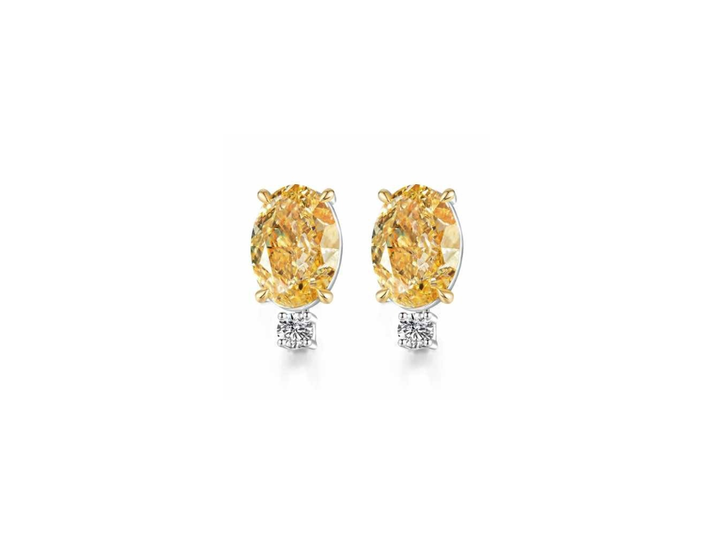 Elegant Yellow Diamond Stud Earrings