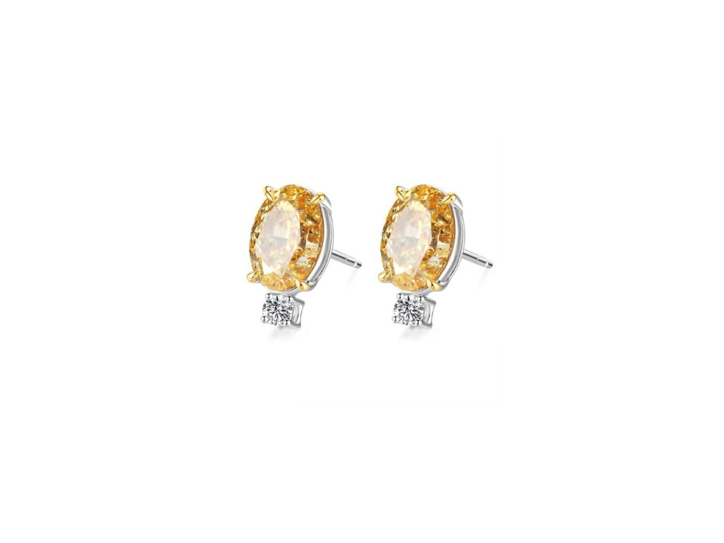 Elegant Yellow Diamond Stud Earrings
